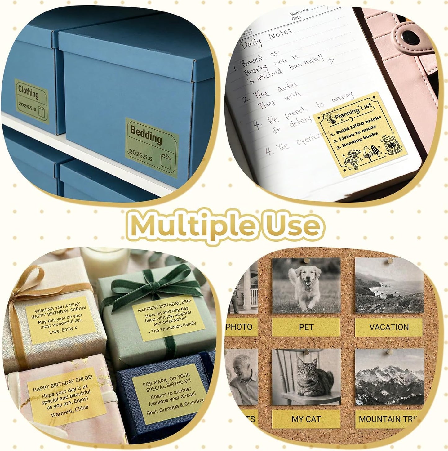 Golden Self-Adhesive Thermal Paper, Glossy Printable Sticker Paper Label for M02/M02 Pro/M02S/P2S/M04S Mini Sticker Printer, 50Mm X 3.5M, Diameter 28Mm, 3-Rolls