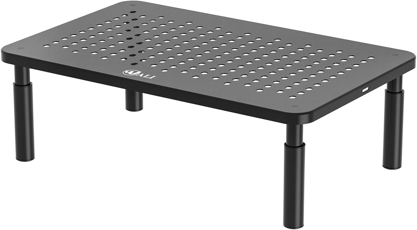 Dual Monitor Stand for Desk, Adjustable Laptop Riser, up to 44 Lbs | Monitor Riser Under-Desk Storage, Fits Monitors, Computer, Printers, for Home, Office, School (STT003-2), 2 Pack, Black