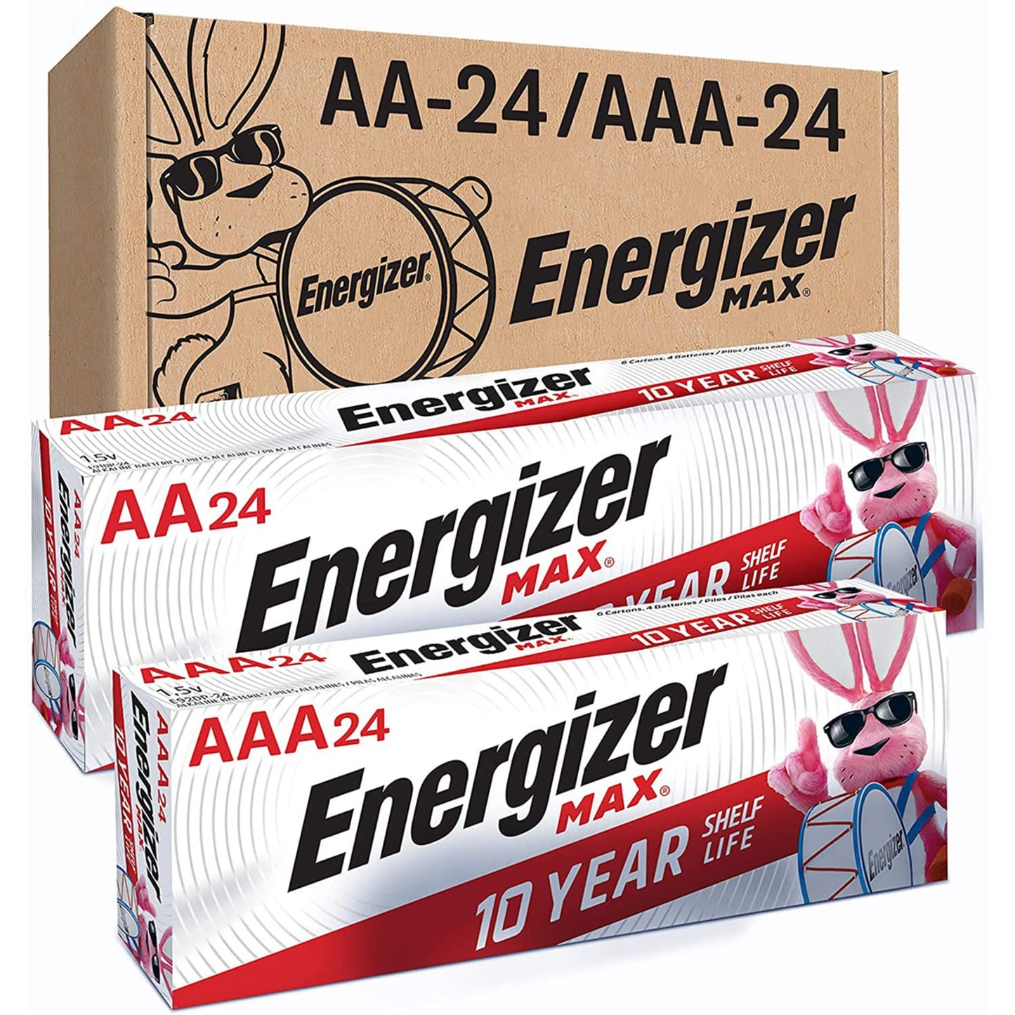 AA and AAA Batteries, 48 Count, Combo Pack Contains 24 Max Double a and 24 Max Triple a Batteries