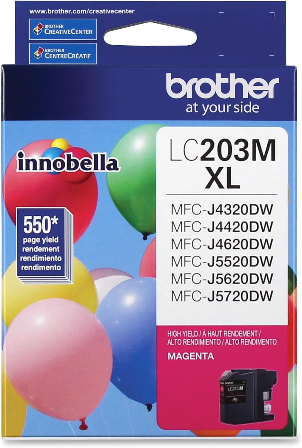 Brother Printer LC203M High Yield Ink Cartridge, Magenta, 550
