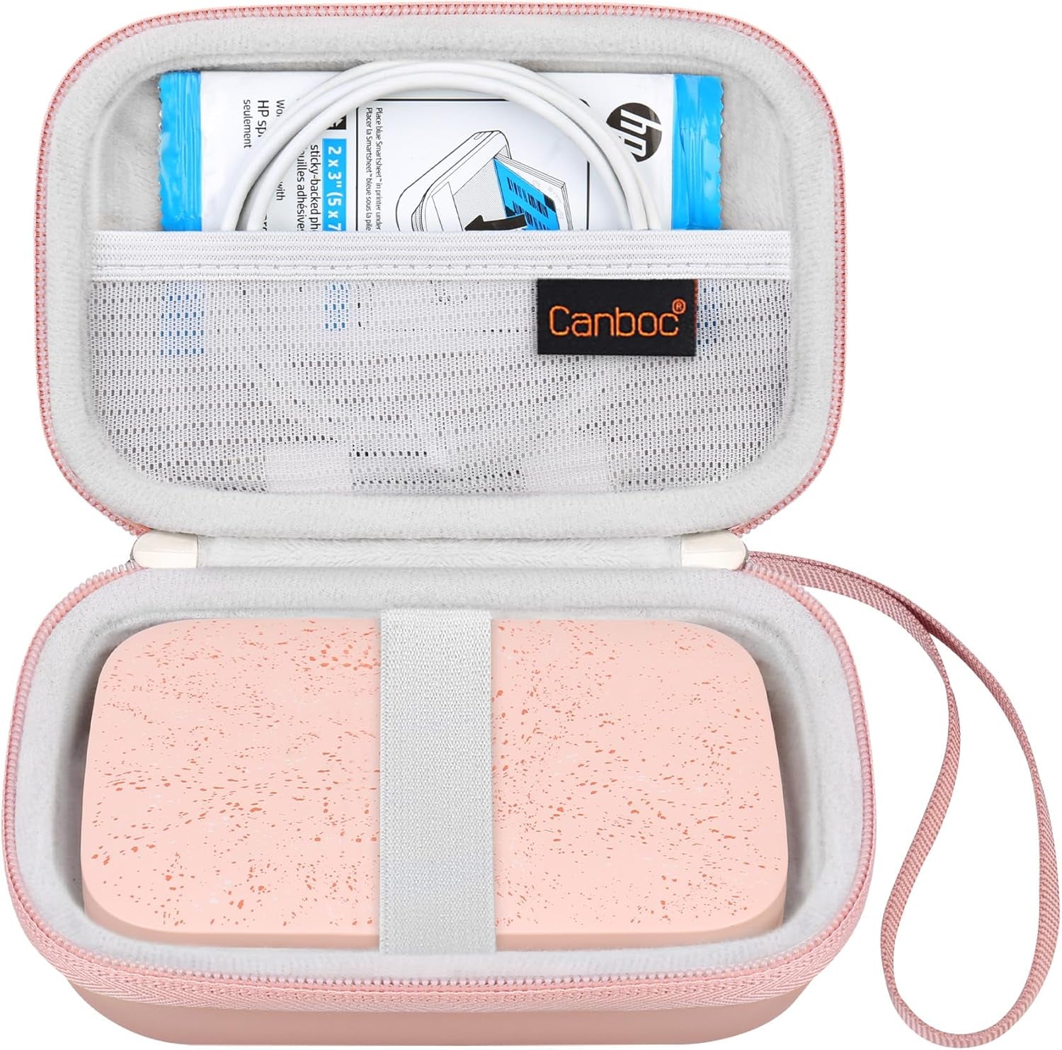 Carrying Case for HP Sprocket 2X3 Instant Smartphone Photo Printer, Kodak Step Wireless Mobile Photo Printer, Lifeprint 2X3 Photo Printer, Mesh Bag Fit Photo Paper Cable, Rose Gold