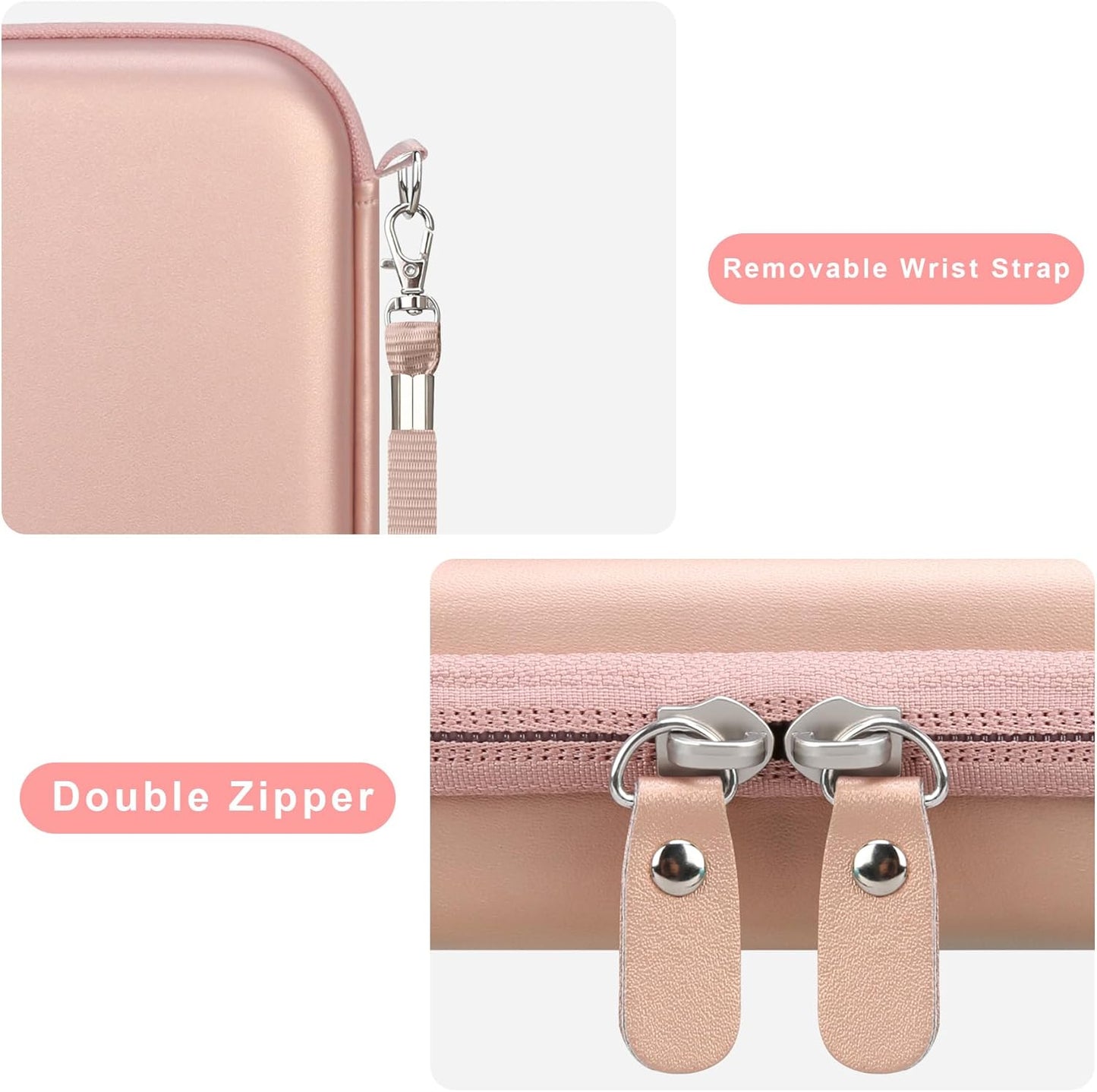 Carrying Case for HP Sprocket 2X3 Instant Smartphone Photo Printer, Kodak Step Wireless Mobile Photo Printer, Lifeprint 2X3 Photo Printer, Mesh Bag Fit Photo Paper Cable, Rose Gold